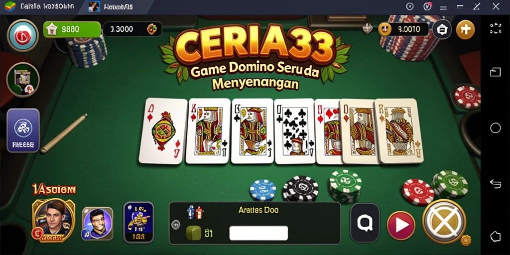 Screenshot permainan CERIA33 yang menunjukkan serunya bermain Domino.
