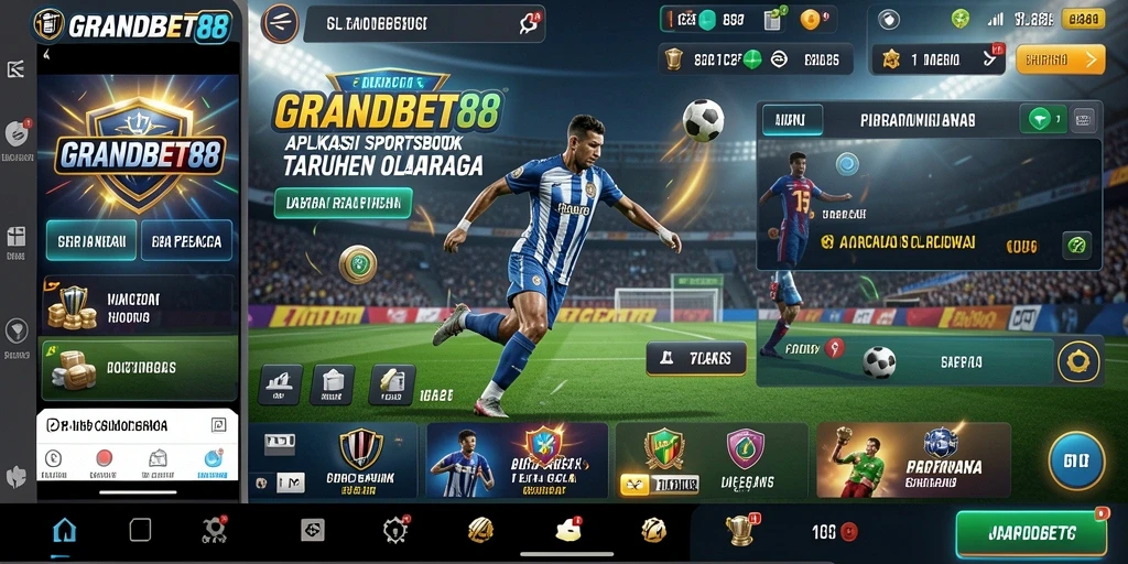 Tampilan menarik dari aplikasi GRANDBET88 dengan fitur taruhan olahraga.