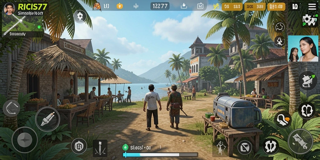 Screenshot gameplay RICIS77 yang menunjukkan dunia virtual yang kaya dan beragam.