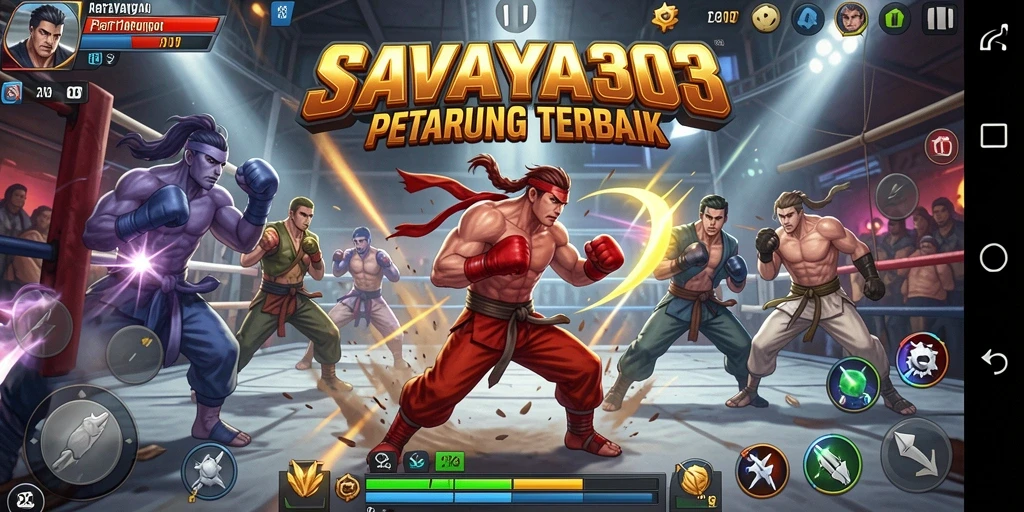 Screenshot SAVAYA303 menunjukkan pertarungan intens antara dua karakter petarung.